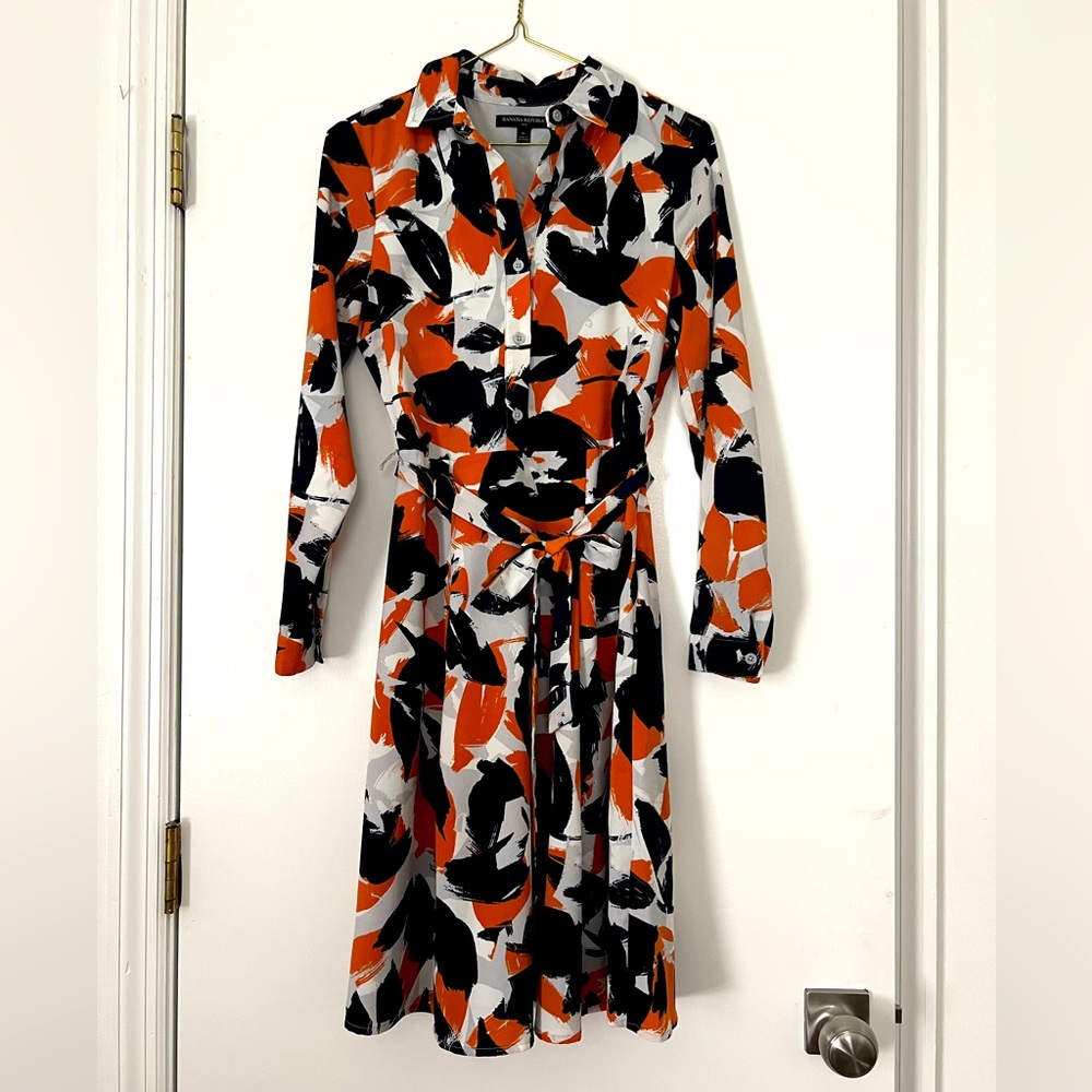Banana Republic Orange & Blue Dress abstract print